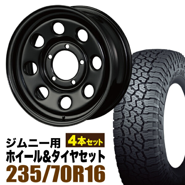 【4本組】まつど家 三男 鉄八 6.0J +20 ブラック ＋ FALKEN WILDPEAK（ファルケン ワイルドピーク）A/T3W 235/70R16 109T【送料無料】