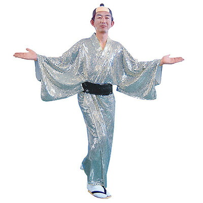 コスプレ 仮装 スパーク着流し シルバー プレイアベニュー コスプレ衣装 仮装 時代劇 和装 フリーサイズ 大人 帯付き