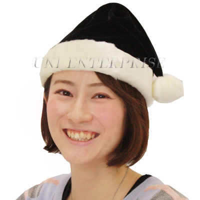 Patymo クリスマスサンタ帽子 ブラック サンタ コスプレ ぼうし 仮装 売れ筋 ハット 小物 かぶりもの 変装グッズ 大人用