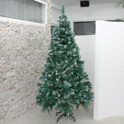 クリスマスツリー 210cmスノーデコツリー(松ぼっくり) 【 白 飾り 装飾 雪 ホワイトツリー ヌードツリー 】