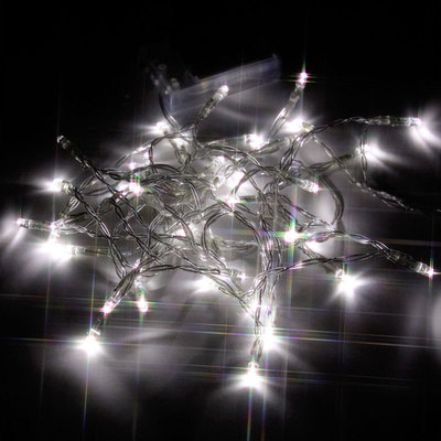 電池式LEDプチ電飾(ホワイト色40球400cm)　【　室内　】　雑貨　イルミネーションライト　屋内　デコレーション　パーティーグッズ　クリスマス飾り　電球　クリスマスパーティー　乾電池　装飾
