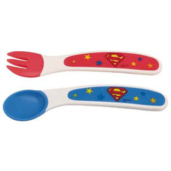スーパーマン スプーン・フォークセット 【 ベビー用品 ベビー食器 赤ちゃん こども用 キッズ キッチン用品 子供用 お食事用品 子ども用 台所用品 】画像
