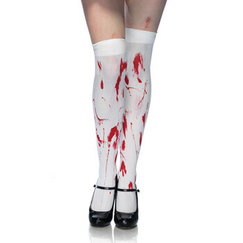 コスプレ 仮装 ブラッディサイハイストッキング ホワイト 衣装 ハロウィン ストッキング 靴下 変装グッズ プチ仮装 くつした ホラー パーティーグッズ ソックス 数量限定