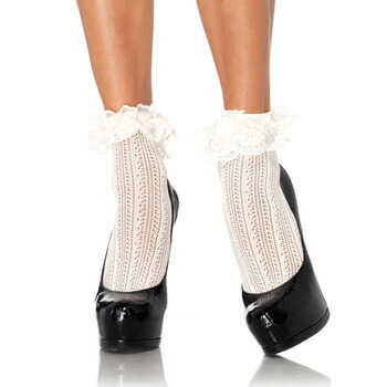 市場 コスプレ ネットレーストップアンクレットソックス 衣装 ハロウィン 靴下 アイボリー くるぶし 仮装 くるぶし丈