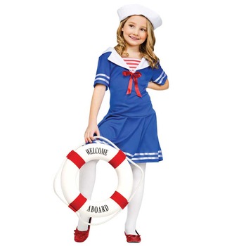 コスプレ 仮装 スウィーティーセーラー 子供用 M FunWorld 水兵 コスチューム 仮装 コスプレ衣装 キッズ 職業 制服 ミリタリー M(8-10)サイズ ドレス ハット
