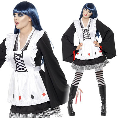 コスプレ 仮装 ゴシックアリス M Toyland 不思議の国のアリス コスプレ衣装 童話 おとぎ話 Mサイズ 大人 ベルスリーブ チェック柄 トランプマークプリント