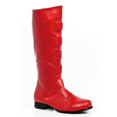 コスプレ 仮装 ヒーローブーツ レッド メンズM 28~29cm Ellie Shoes コスプレ小物 靴 男性用M(USサイズ10/11) ロングブーツ 後ろファスナー開き