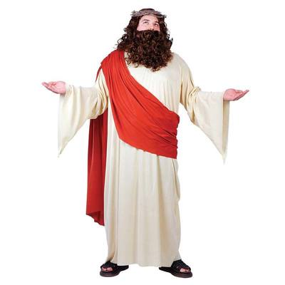コスプレ 仮装 ジーザス(イエスキリスト) Plus size 大きいサイズ Fun World コスチューム 仮装 コスプレ衣装 職業 制服 男性用Plus 大人 ハロウィン ドレープ付きローブ いばらの冠 ウィッグ&ひげセット