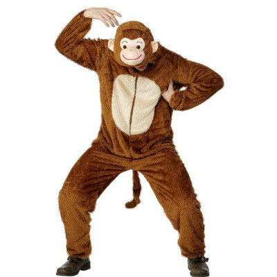 コスプレ 仮装 さるコスチューム 大人用 L Smiffy's 仮装 コスプレ衣装 動物コスチューム Lサイズ フード付き ボディースーツ|パーティワールド