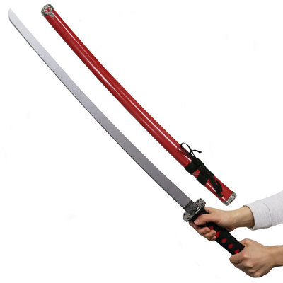 コスプレ 仮装 Uniton 日本刀DX 赤 銀装飾 100cm 木製 【 コスプレ 衣装 ハロウィン 忍者 おもちゃ 刀剣 レプリカ パーティーグッズ 玩具 プチ仮装 忍者刀 ハロウィン 衣装 時代劇 和風 武器 仮装用 模造刀 オモチャ 変装グッズ 】