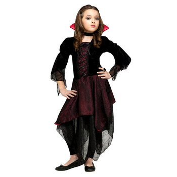 コスプレ 仮装 レディードラキュラ 子供用(S) コスチューム 仮装 コスプレ衣装 キッズ ファンタジー フィクション バンパイア ハロウィン テールカットドレス 襟付きチョーカー