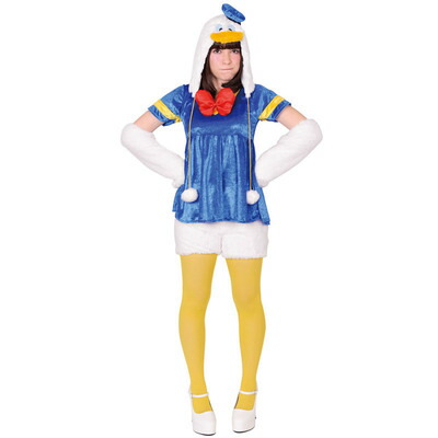 コスプレ 仮装 大人用モコモコドナルドダック ルービーズジャパン ディズニー コスチューム 仮装 コスプレ衣装 モコモコ素材 ベルベット生地 顔出しキャップ アームカバー イエロータイツ