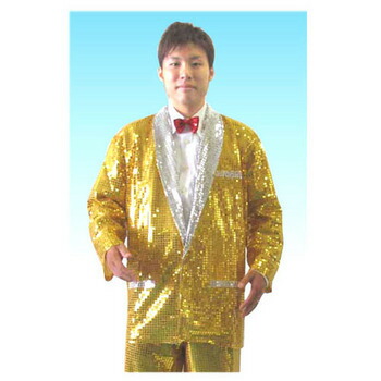 コスプレ 仮装 スパークタキシード (ゴールド) 【 コスプレ 衣装 ハロウィン 仮装 コスチューム 服 メンズ タキシード 大人用 余興 パーティーグッズ 燕尾服 男性用 】