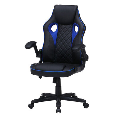 ゲーミングチェア シグナル ブルー 不二貿易 オフィス家具 作業用チェア ハイバックシート 通気性のあるPUレザー 高さ調整機能 キャスター付き