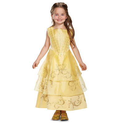 コスプレ 仮装 ベル 舞踏会ドレス デラックス 子供用 Toddler L Disguise 美女と野獣 コスチューム 仮装 コスプレ衣装 キッズ ディズニー 子供用Toddler 3段スカート 背面ファスナー留め 伸縮性あり|パーティワールド