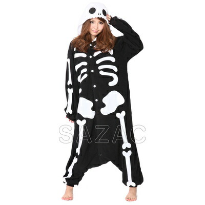 コスプレ 仮装 SAZAC(サザック) フリース着ぐるみ ガイコツ 【 コスプレ 衣装 ハロウィン 仮装 コスチューム 可愛い パジャマ レディース 着ぐるみ 大人用 メンズ 骸骨 キグルミ スケルトン ホラー 怖い 男女兼用 かわいい 女性用 男性用 余興 きぐるみ 】