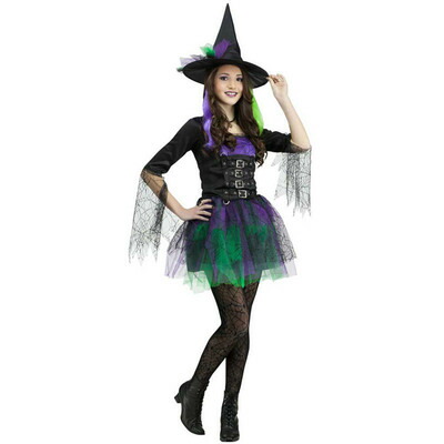 コスプレ 仮装 スペルバインディング 子供用 L Fun World 魔女 コスチューム 仮装 コスプレ衣装 キッズ ファンタジー フィクション かわいい 子供用Lサイズ ハロウィン ベルト付きコルセット 蜘蛛の巣柄レース