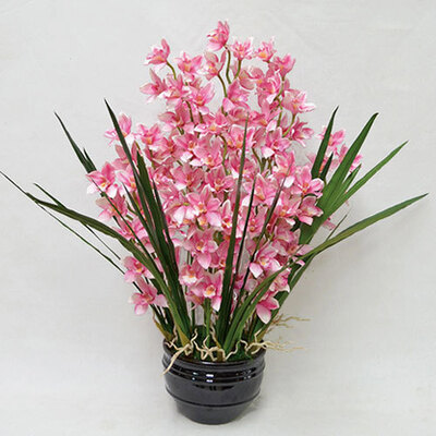 【取寄品】 フェイクグリーン 光触媒 シンビジューム12本立 ピンク 87cm 人工観葉植物 新築祝い 開店祝い 光触媒加工 水やり不要 41,433円