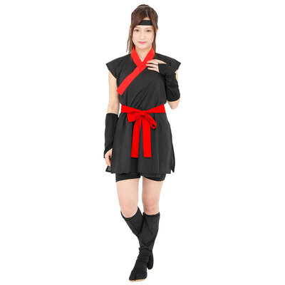 コスプレ 仮装 Patymo くノ一 黒(忍者，NINJA) 【 コスプレ 衣装 ハロウィン 仮装 レディース 服 コスチューム 忍者 女忍者 余興 くのいち ニンジャ 和装 大人用 パーティーグッズ にんじゃ 和服 女性用 時代劇 和風 】
