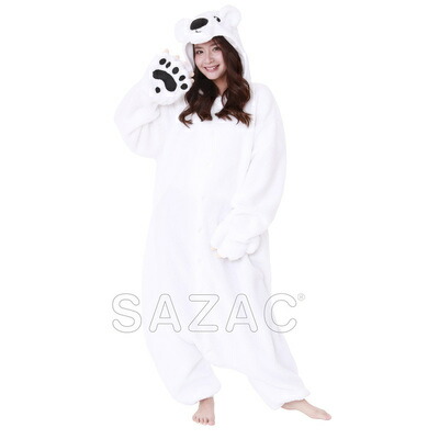 コスプレ 仮装 SAZAC(サザック) フリース着ぐるみ シロクマ 【 コスプレ 衣装 ハロウィン 仮装 コスチューム アニマル 動物 可愛い パジャマ レディース 着ぐるみ 大人用 メンズ キグルミ 男性用 きぐるみ パーティーグッズ 余興 男女兼用 かわいい 女性用 】