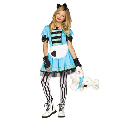 コスプレ 仮装 ワイルドアリス 子供用 XL 14/16 Fun World 不思議の国のアリス コスチューム 仮装 コスプレ衣装 キッズ 童話 おとぎ話 子供用XL ワンピース グローブ タイツ ヘアリボン