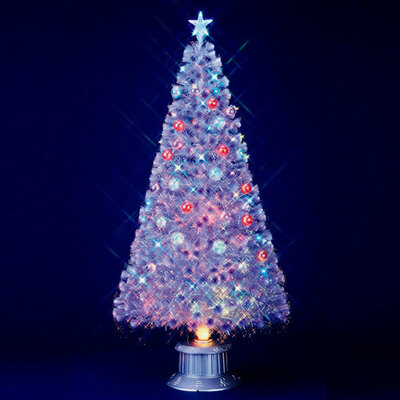 【取寄品】 クリスマスツリー 210cm とっても光るギアシェイプLEDホワイトボールツリー 【 ファイバーツリー 装飾 ライト 飾り 】
