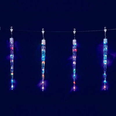 【取寄品】 150cm 6連アイスクル レインボーカラーLEDライト フローレックス イルミネーション クリスマス装飾品 雑貨 電飾 防滴仕様 RGBカラーLED｜パーティワールド