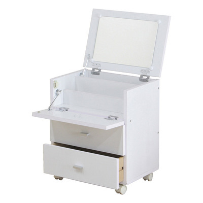 フィーゴ ドレッサー(ホワイト) FWK-4553DR 不二貿易 家具 鏡 コンパクトサイズ 大容量収納 フラップ扉 キャスター付き｜パーティワールド