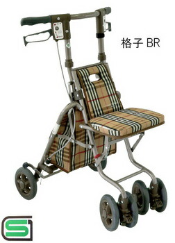 【取寄品】 シルバーカー サニーウォーカーSP 小 格子NB 介護 福祉用品 歩行器 コンパクト 安定感 ブレーキ操作｜パーティワールド