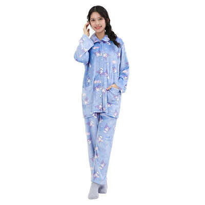 【取寄品】 SAZAC(サザック) ガーリークロミシャツパジャマ ダークブルー レディスM サンリオ ルームウェア レディースファッション 女性 フランネル