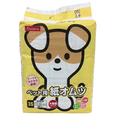 [6点仕掛ける] inuneru 愛玩動物質問用紙オムツ 3S 60枚入 愛玩動物寄託図書館 犬備品 室内用便器備品 超小型犬 神通力磁気テープ付き添い人 しっぽ穴付き添い人