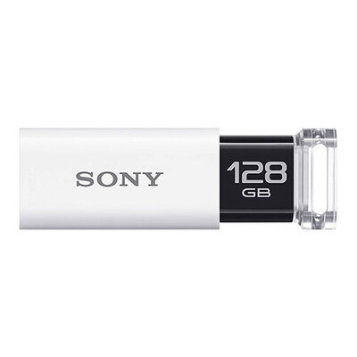 【取寄品】 USBフラッシュメモリー3.0 128GB ホワイト ソニー USBメモリ OA 事務用品 OAサプライ キャップレス 暗号化ソフト搭載