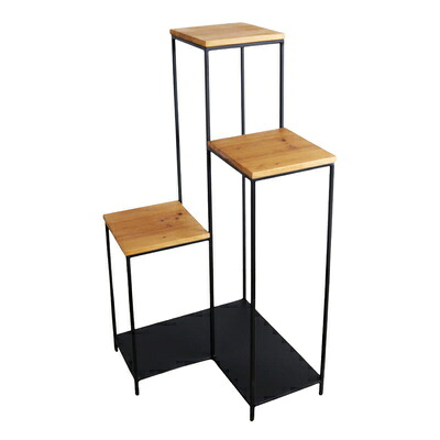 【取寄品】【直送品】 3段コーナースタンド 花台 かわ畑 家具 アイアン製下棚 3段デザイン