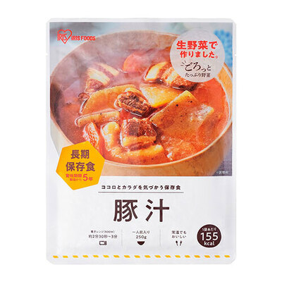 【取寄品】 アイリスオーヤマ 防災用レトルトパウチ 豚汁 保存食 安全グッズ 長期保存