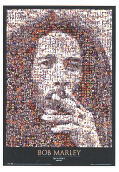 【2枚セット】ボブマーリー フォトモザイクアート ポスター 白＆黒 2枚セット】ボブマーリー フォトモザイクアート ポスター 白＆黒 2枚