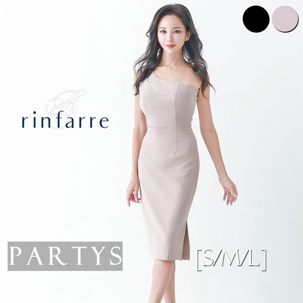 韓国製 正規品 rinfarre公式取扱店 [交換無料 平日15時まで即日配送][ ワンショルダー ポイントレース ミディアムドレス タイト ワンピース ] リンファーレ キャバドレス 即日配送[S/M/L] 16,011円