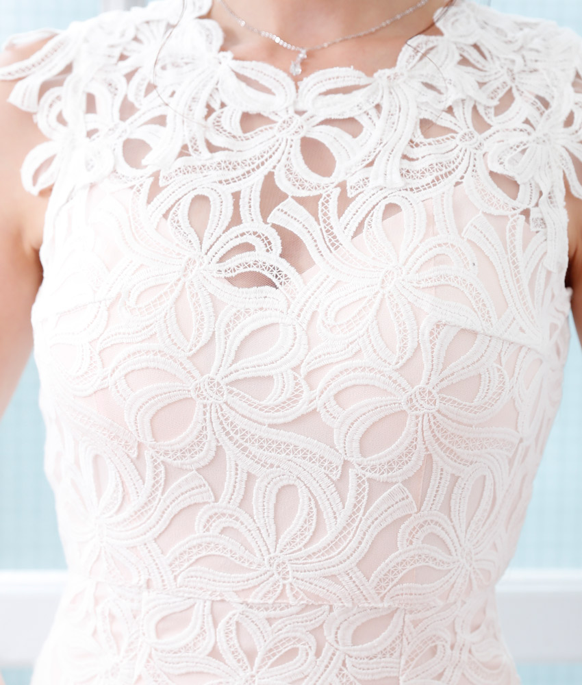 売れ筋 楽天市場 楽天ランキング1位 韓国製 交換無料 レース ピンク ノースリーブ タイト ミディアムドレス ワンピース ミディ丈 膝下 大人 即納 他と被らない レディース パーティー きれいめ セクシー 春 高級クラブ リンファーレ あす楽 送料無料 My S M