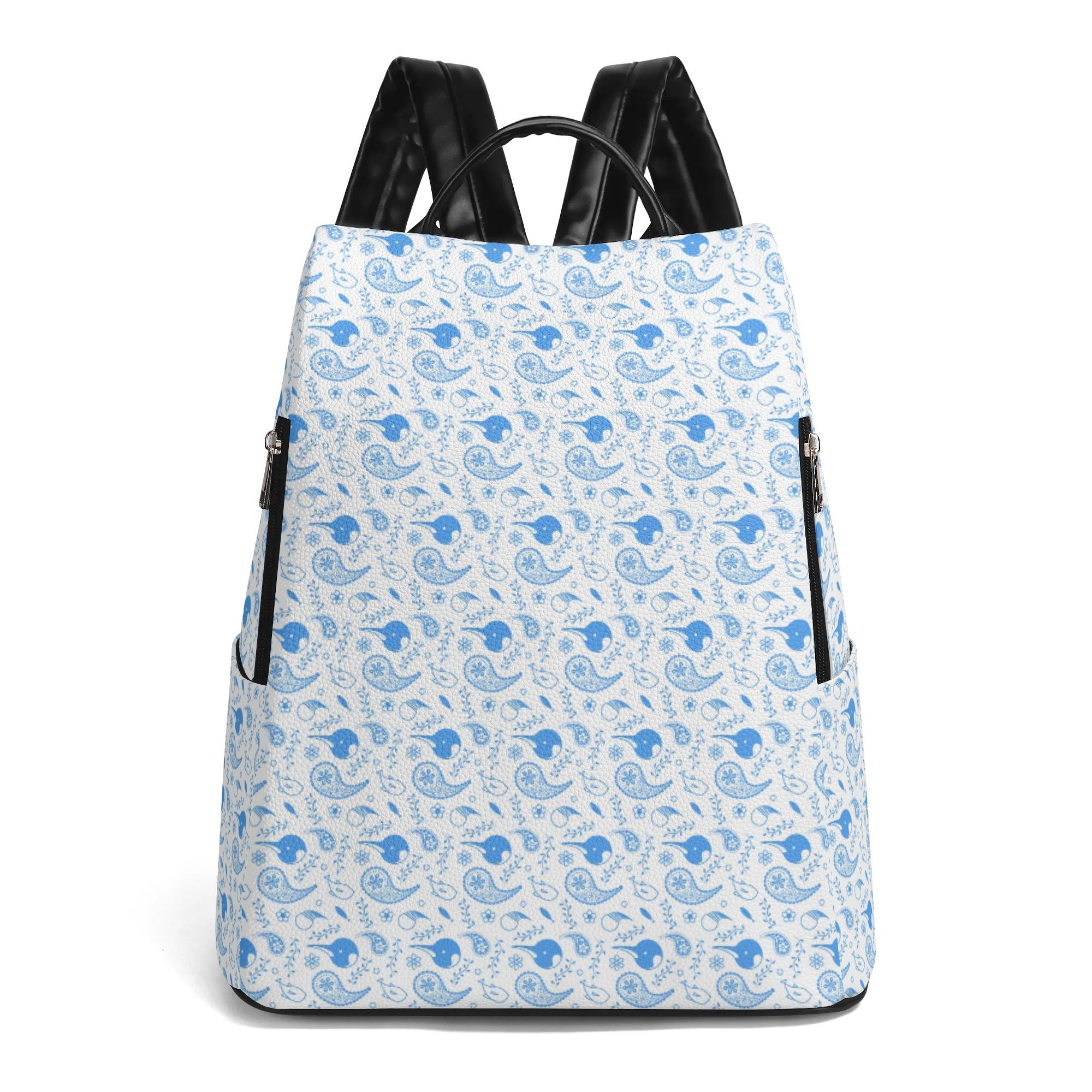 【直送品 同梱不可品】 ペンズリー(白×青)(デイパックバックパック) デイパックバックパック ユニセックス バッグ 動物 鳥 ペンギン ペイズリー 海の生き物 ななな