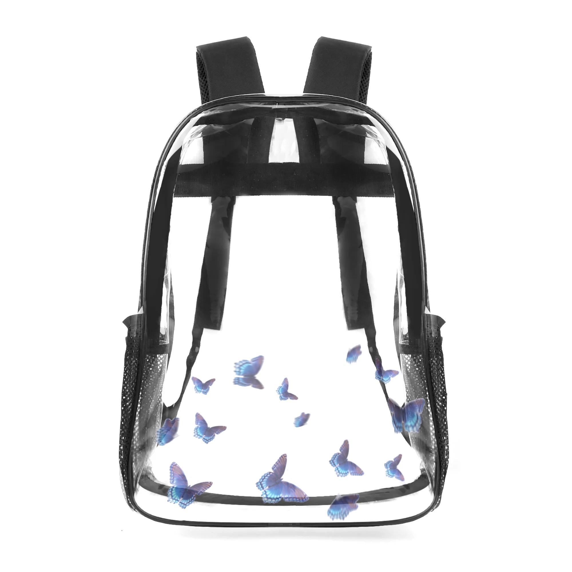 【直送品 同梱不可品】 推し活★ぬい活★青い蝶★クリアリュック(クリアバックパック) クリアバックパック ユニセックス バッグ アート 青 ファンタジー 蝶々 蝶 幻想 推し活