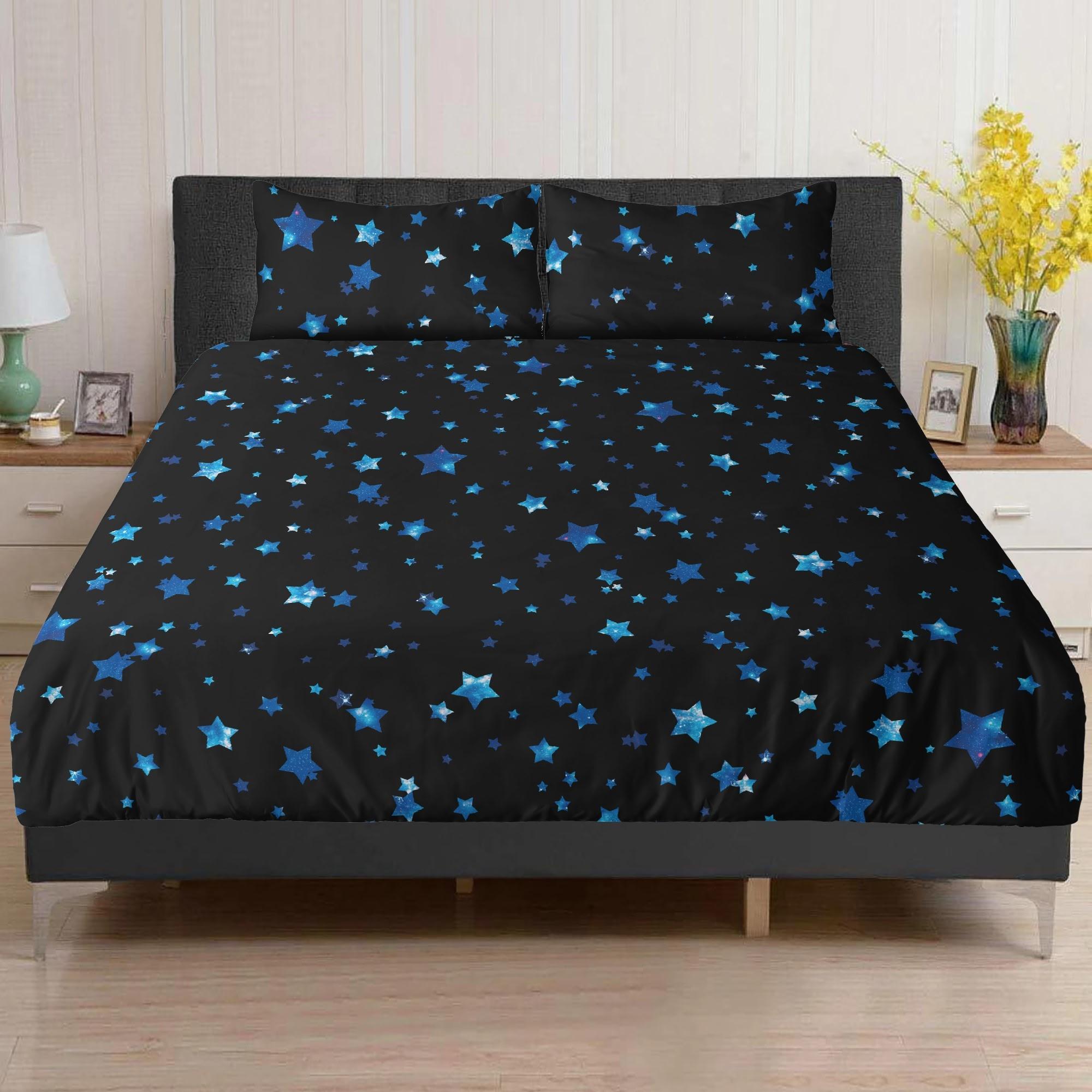 【直送品 同梱不可品】 GalaxyStar B(布団押しかぶせる（枕押しかぶせる２枚付き添い人仕掛ける）) 布団押しかぶせる（枕押しかぶせる２枚付き添い人仕掛ける） ユニ一発やる 介護ホーム飾り付け 総べて 青 黒 星 全ての存在柄 galaxy 星型 インテリア・寝具・収納-掛け布団カバー-寝具カバー・シーツ