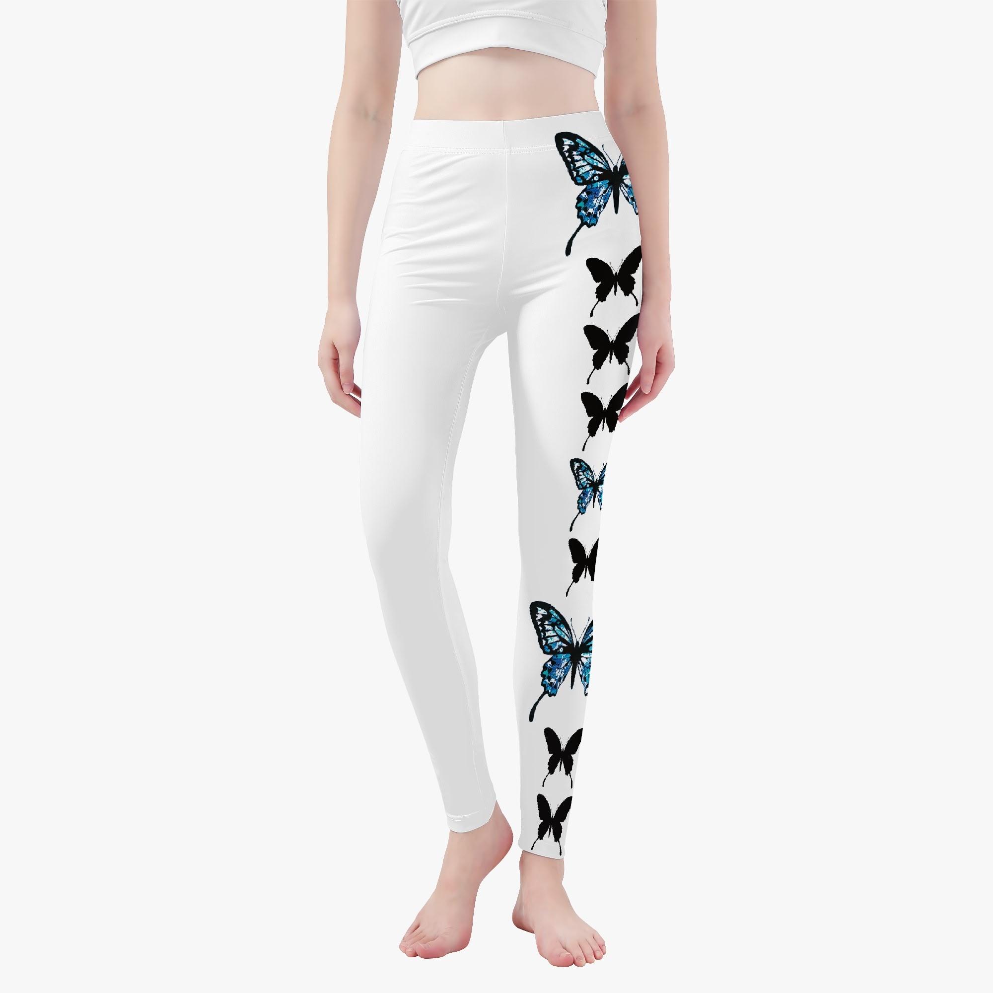 【直送品 同梱不可品】 アゲハ蝶連青黒(レギンス 10分丈) レギンス 10分丈 レディース 全て 青 黒 シルエット アゲハ蝶 揚羽蝶 ランダム 寒色 冴木みやこ 【受注作成品