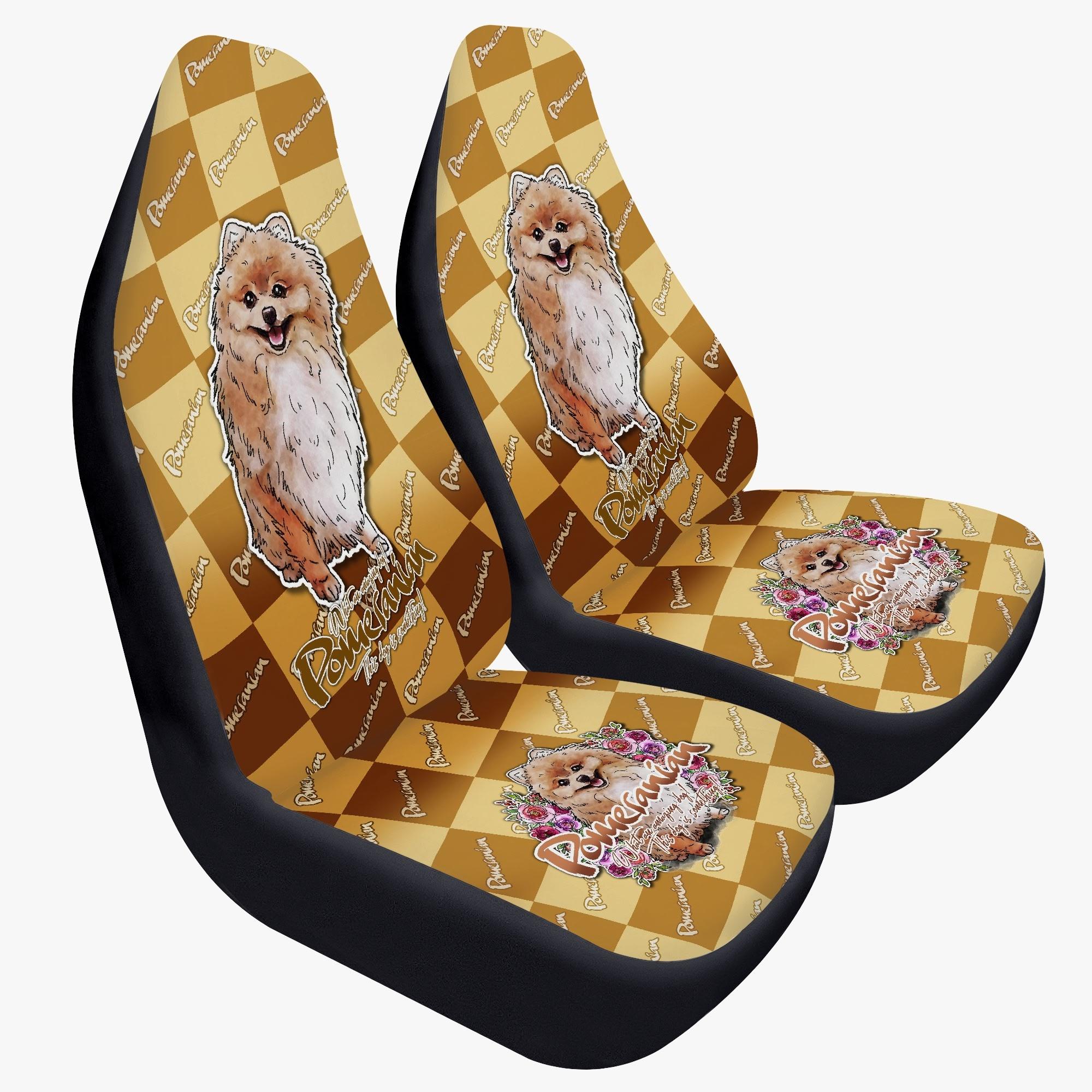 【直送品 同梱不可品】 ポメラニアン 柄のカーシートカバー (カーシートカバー) カーシートカバー ユニセックス ホームデコレーション 全て ドッグ ペット ペットグッズ おちたけみち