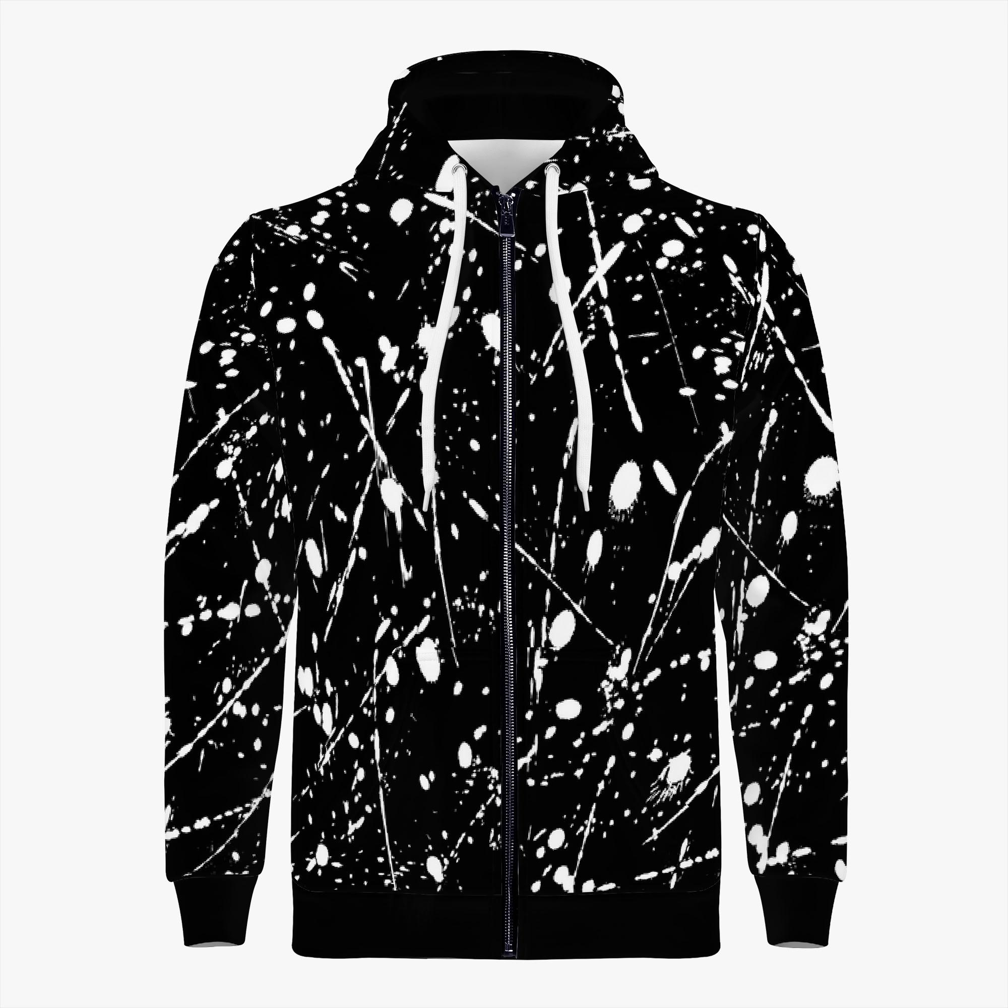 【直送品 同梱不可品】 PAINT_WK_MZP(メンズジップアップフードパーカー) メンズジップアップフードパーカー メンズ 全て ペイント 飛散 模様 nekototuribito 【受注作成品 返品キャンセル不可品】