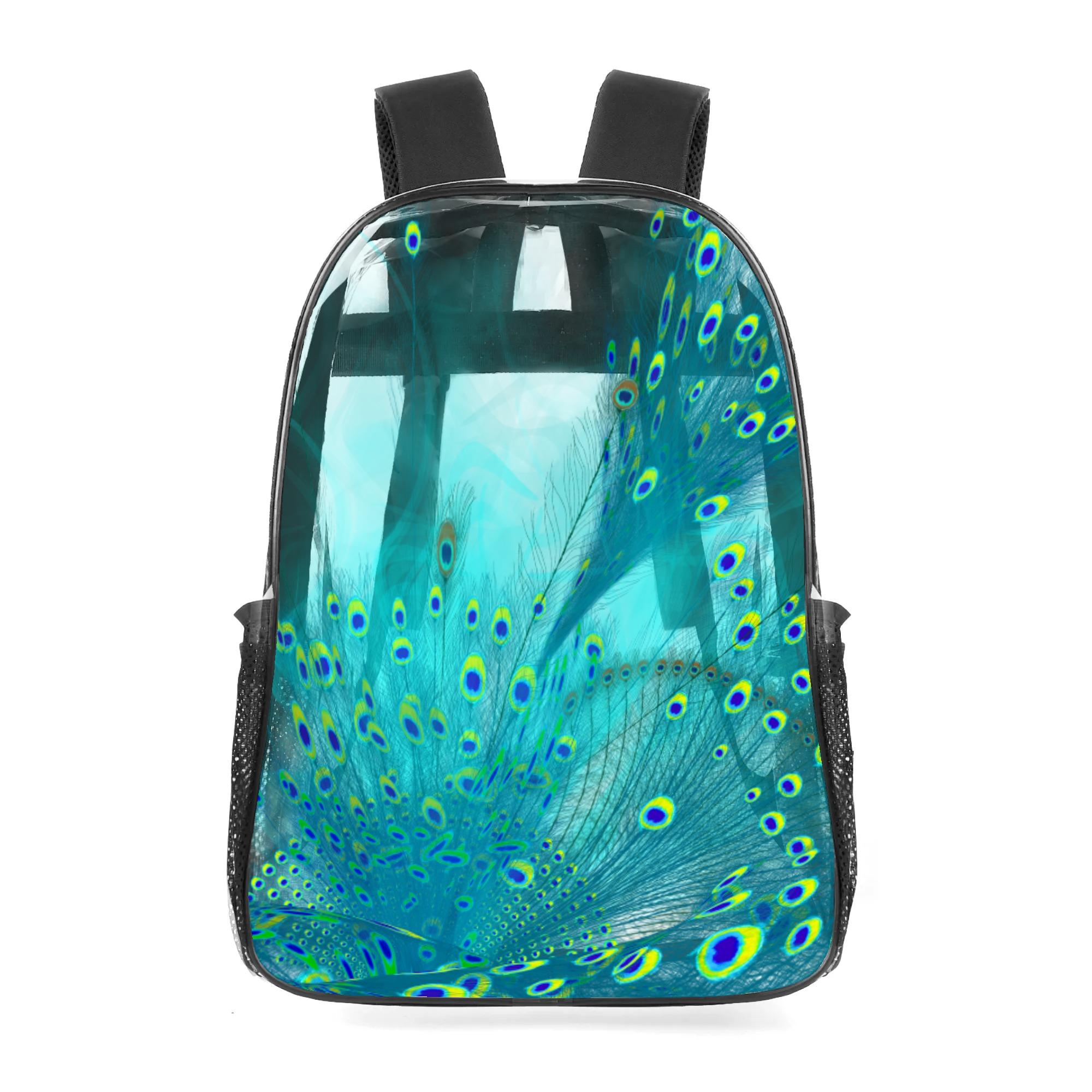 【直送品 同梱不可品】 孔雀は海(クリアバックパック) クリアバックパック ユニセックス バッグ アート ブルー 海 孔雀 ピーファウル ピーコック peacock クリア 詩一