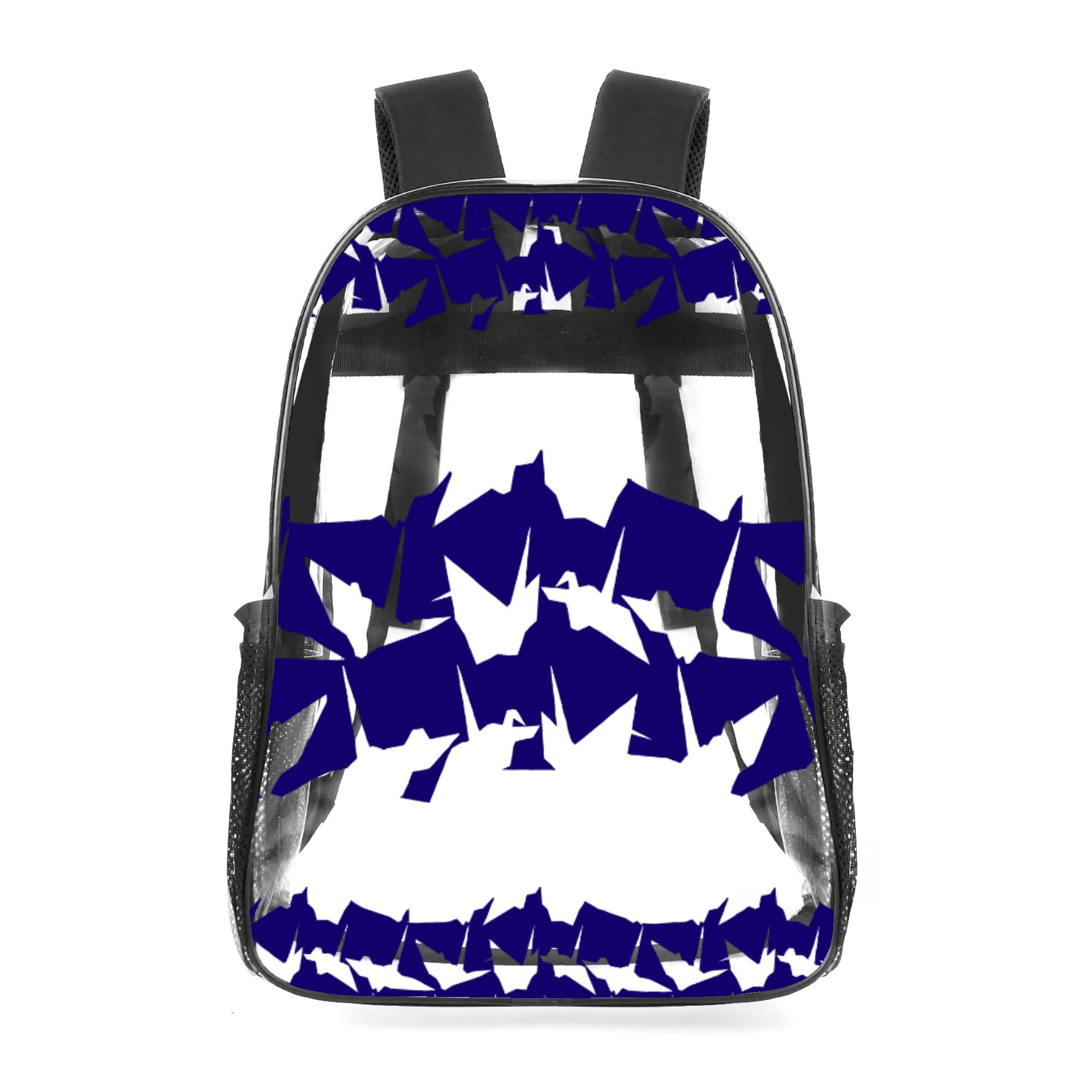 【直送品 同梱不可品】 oriduru（ボーダー抜きネイビー）(クリアバックパック) クリアバックパック ユニセックス バッグ アート 蛍光色 ネオンカラー 線画 オリジナルパターン 折り鶴 ORIDURU