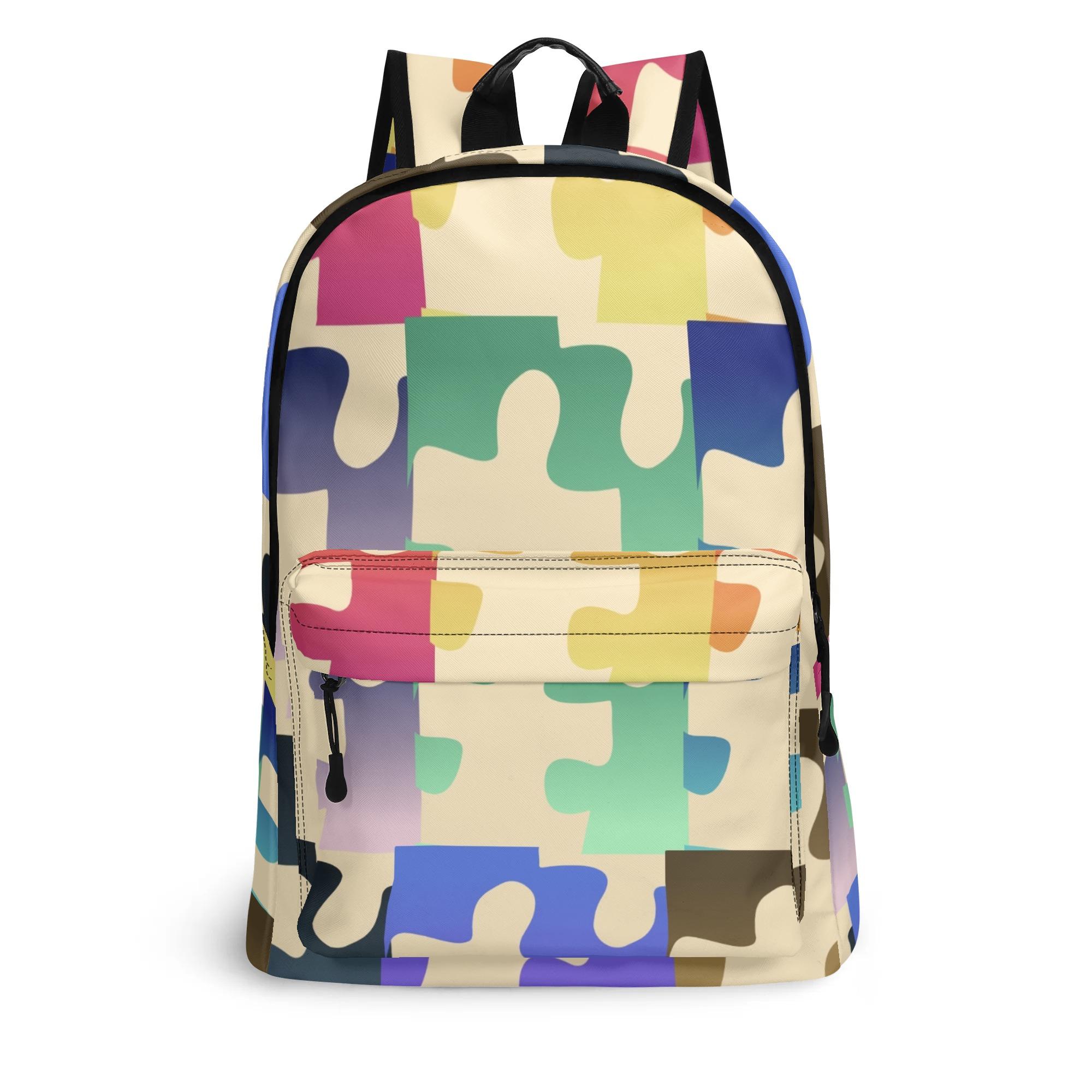 【直送品 同梱不可品】 パズル アート(PUレザーバックパック) PUレザーバックパック ユニセックス バッグ アート originalアート カラフルな色 megu 【返品キャンセル不可品】 4,802円