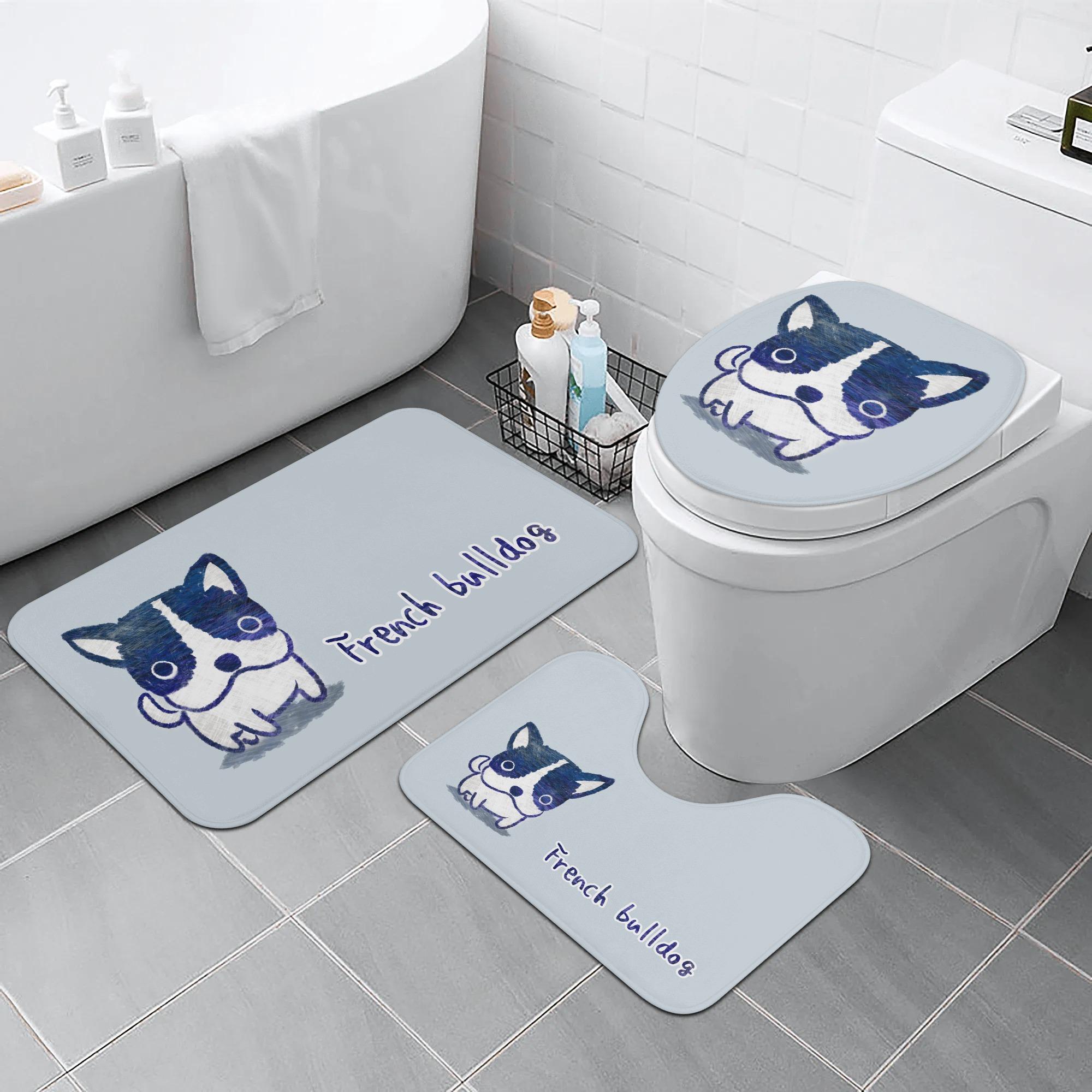 【直送品 同梱不可品】 フレンチブルドッグ(トイレマットセット) トイレマットセット ユニセックス ホームデコレーション 全て フレンチブルドッグ かわいい キュート 犬 キャラクター