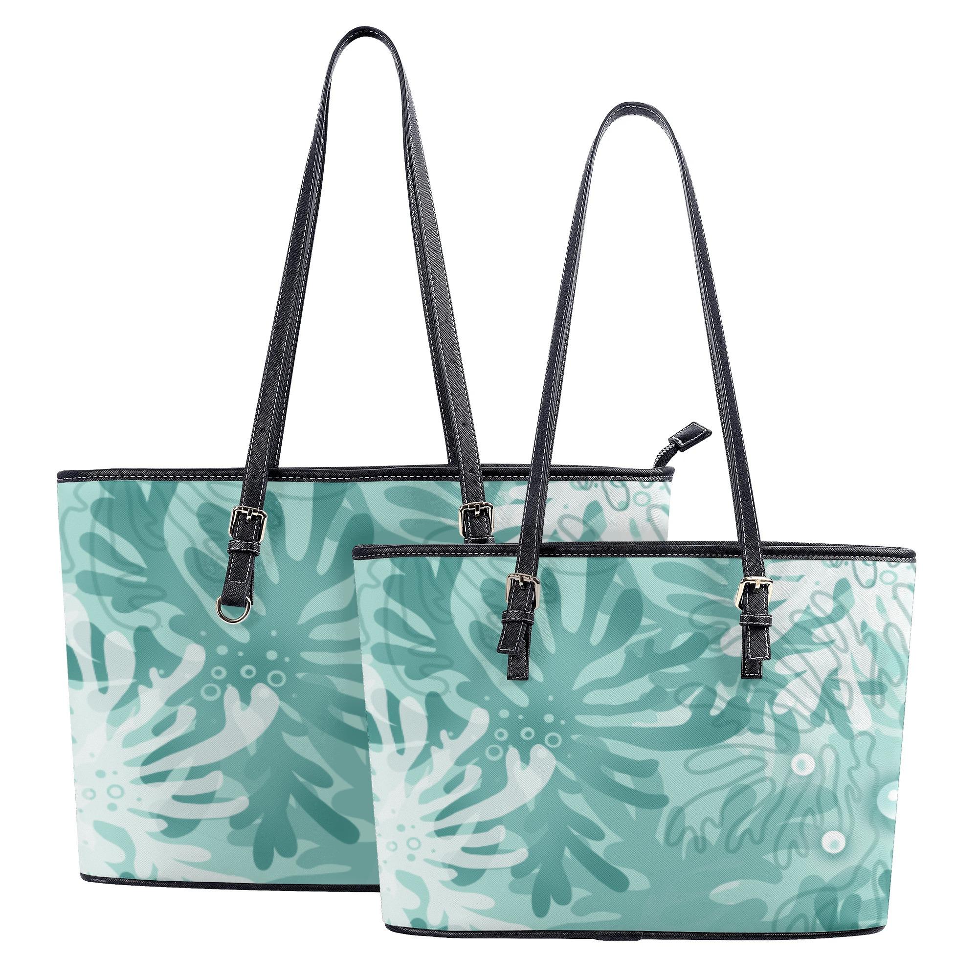 【直送品 同梱不可品】 sea dance(レザートートバッグ) レザートートバッグ レディース 御徒面子 総べて 海 キラキラ 輝く 青 碧 緑 エメラルド青み キレイ 今めかしい 差し上げ物 男女兼用