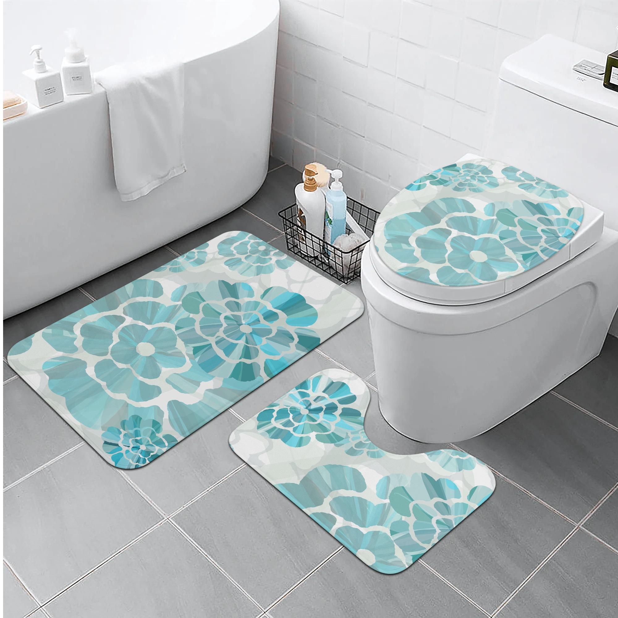 【直送品 同梱不可品】 Blue Flower(トイレマットセット) トイレマットセット ユニセックス ホームデコレーション 全て 青 碧 グラデーション キレイ 美しい 花柄 夏 涼しげ 大人かわいい