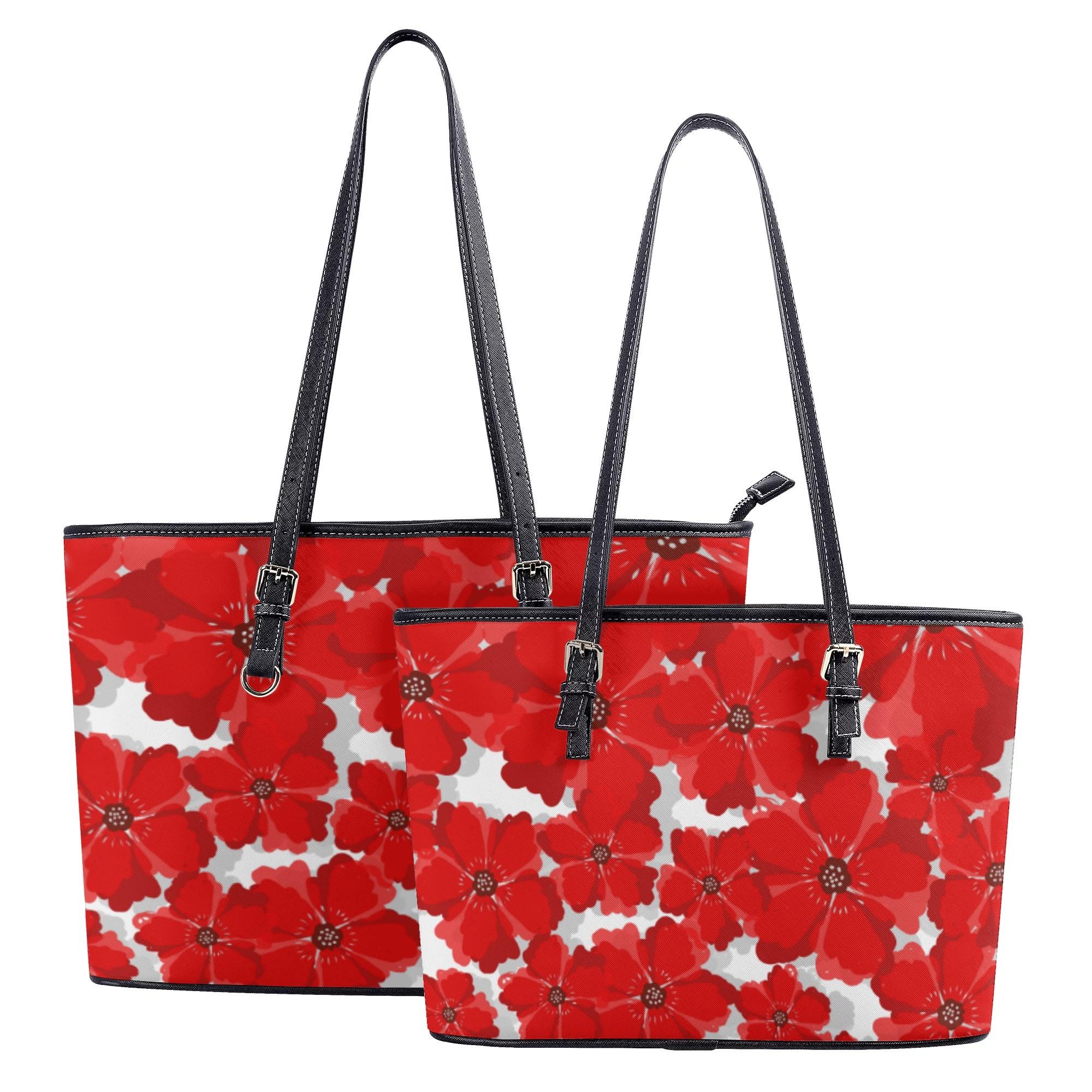 【直送品 同梱不可品】 RED FLOWER(レザートートバッグ) レザートートバッグ レディース バッグ アート 大きな花 キレイ 大人かわいい 女性 花柄 さとみん。 【受注作成品
